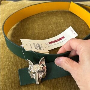 TALBOTS Leather Reversible Fox Buckle Belt